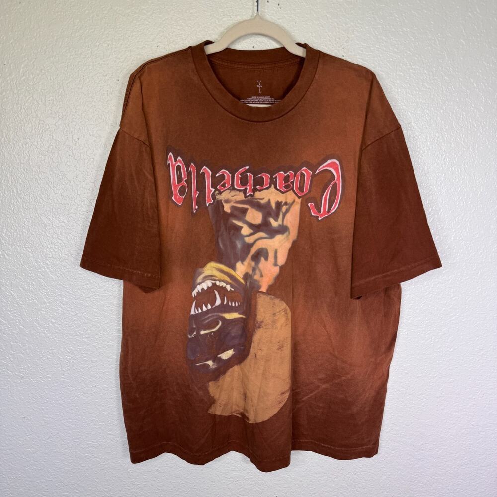 Travis Scott Coachella Shirt XL Nightshow Tee Cactus Jack Merch 2025 Brown